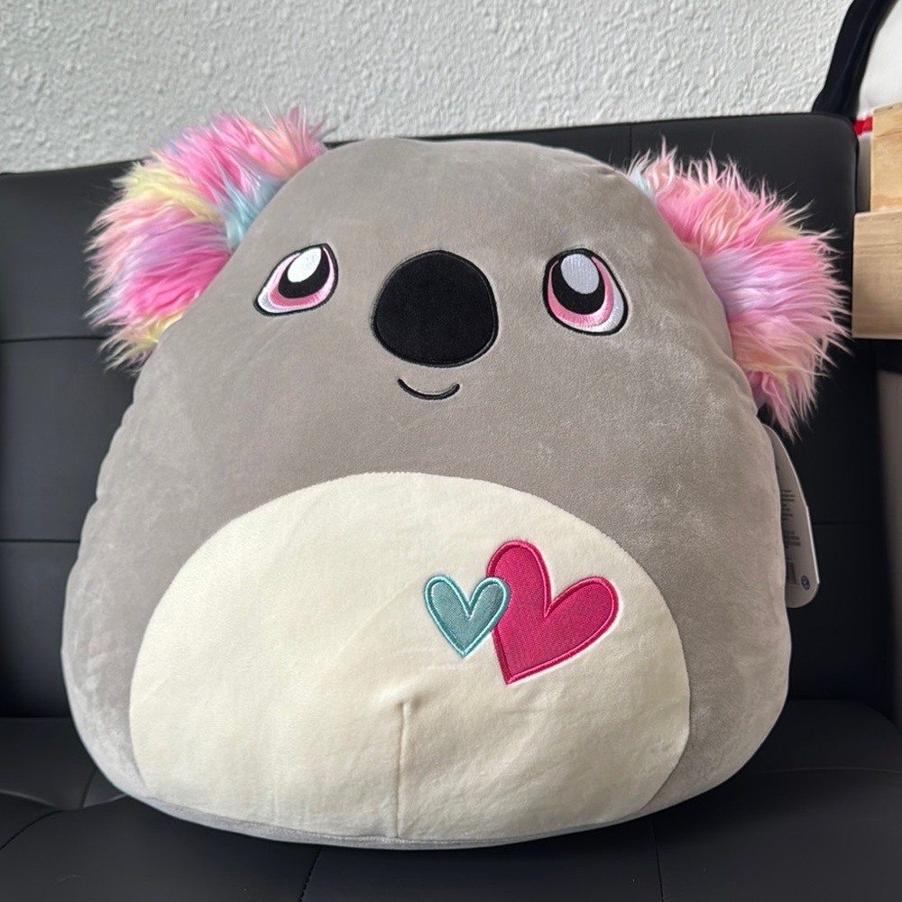Gray Koala Plush with Colorful Ears